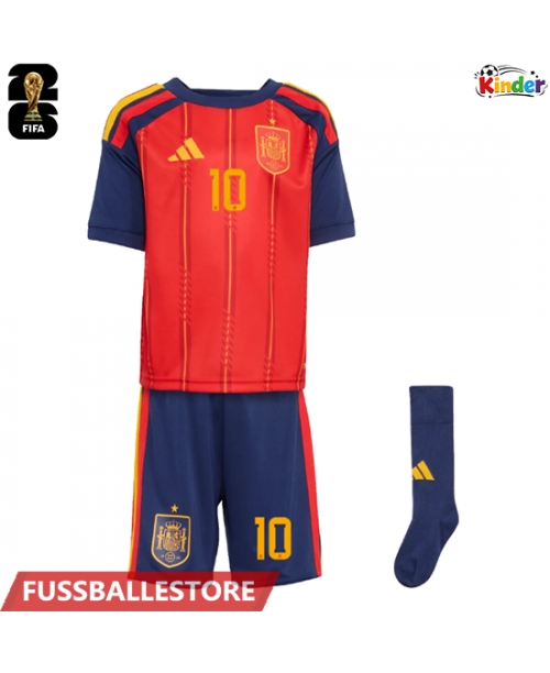 Günstige Spanien Dani Olmo #10 Heimtrikotsatz Kinder WM 2026 Kurzarm (+ Kurze Hosen)